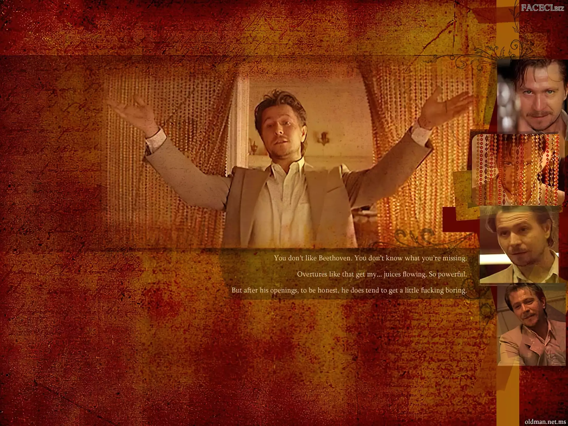 biała koszula, Gary Oldman, beżowa marynarka